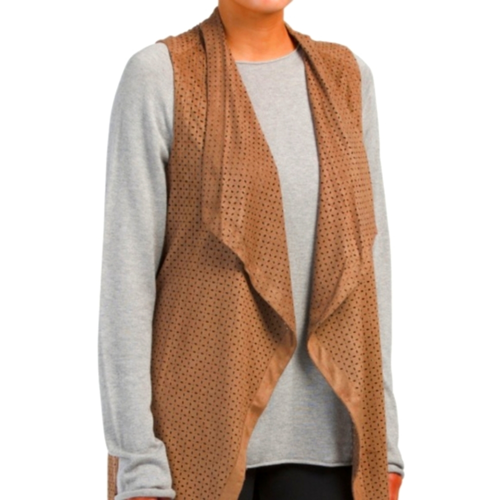 Lyssé Faux Suede Drew Brown Perforated Tunic Vest